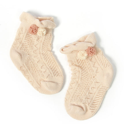 3 Pairs Baby Socks Mesh Thin Baby Cotton Socks, Toyan Socks: L 3-5 Years Old(Champagne)-garmade.com