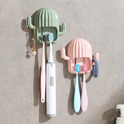 4 PCS Fun Cactus Toothbrush Holder Punch-Free Multifunctional Drain Bathroom Storage Hook,Random Color Delivery-garmade.com