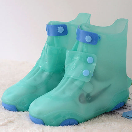Children Rain Boot Cover Waterproof Non-Slip Rain Boot Cover Thickened Silicone Rain Boots, Size: 28-29(Mint Green)-garmade.com