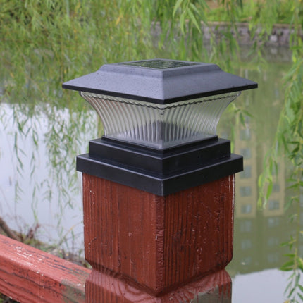 Outdoor Solar Column Lamp IP44 Waterproof Garden Fence Light Solar Street Lamp(Black Shell+White Light)-garmade.com