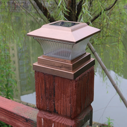 Outdoor Solar Column Lamp IP44 Waterproof Garden Fence Light Solar Street Lamp(Gold Bronze Shell+Warm Light)-garmade.com