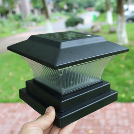 Outdoor Solar Column Lamp IP44 Waterproof Garden Fence Light Solar Street Lamp(Black Shell+Warm Light)-garmade.com