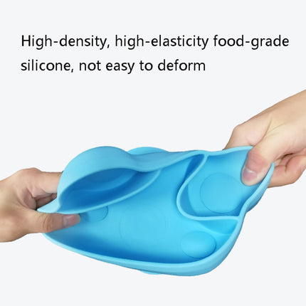 Cartoon Integrated Silicone Dinner Plate Anti-Fall Anti-Slip Supplementary Tableware(Blue)-garmade.com