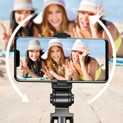 Bluetooth Black XT02 360-Degree Rotating Multi-Function Retractable Mobile Phone Selfie Stick To Shoot Live TV Drama Tripod-garmade.com