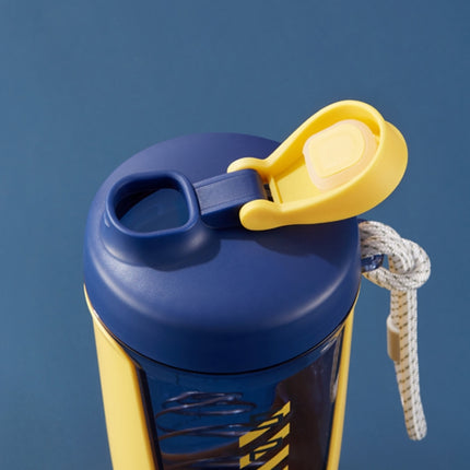 550ml Stainless Steel Stirring Ball Plastic Water Cup With Scale Portable Sports Handle Water Cup Shaking Cup( Yellow)-garmade.com