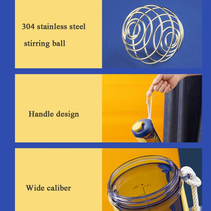 550ml Stainless Steel Stirring Ball Plastic Water Cup With Scale Portable Sports Handle Water Cup Shaking Cup( Yellow)-garmade.com