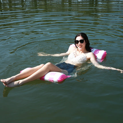PVC Inflatable Hammock Adult Swimming Floating Row, Size: 120 x 70cm(Rose Red Striped)-garmade.com