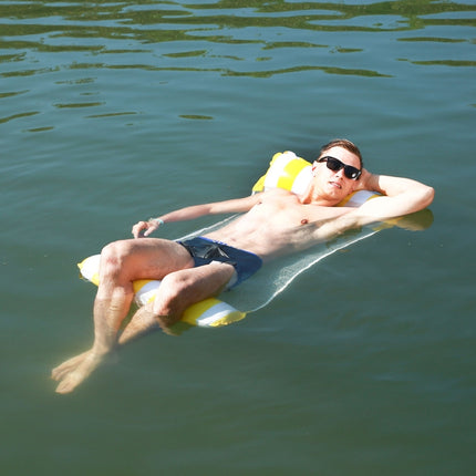 PVC Inflatable Hammock Adult Swimming Floating Row, Size: 120 x 70cm(Yellow Stripe)-garmade.com