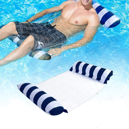 PVC Inflatable Hammock Adult Swimming Floating Row, Size: 120 x 70cm(Dark Blue Striped)-garmade.com