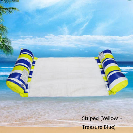 PVC Inflatable Hammock Adult Swimming Floating Row, Size: 120 x 70cm(Yellow + Treasure Blue Striped)-garmade.com