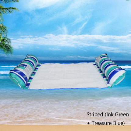 PVC Inflatable Hammock Adult Swimming Floating Row, Size: 120 x 70cm(Ink Green + Treasure Blue Striped)-garmade.com