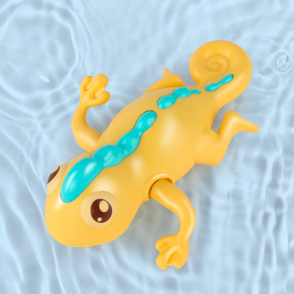 3 PCS Bathroom Playing Toys Baby Bathing Water Dolls On The Chain Swimming Bears And Lizards For Children(Yellow Lizard)-garmade.com