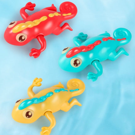 3 PCS Bathroom Playing Toys Baby Bathing Water Dolls On The Chain Swimming Bears And Lizards For Children(Green Lizard)-garmade.com