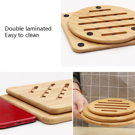 3 PCS Home Dining Table Pot Cushion Cup Pad Thick Bamboo Insulation Pad Small Round 14.8cm-garmade.com