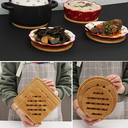 3 PCS Home Dining Table Pot Cushion Cup Pad Thick Bamboo Insulation Pad Medium Round 18cm-garmade.com
