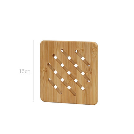 3 PCS Home Dining Table Pot Cushion Cup Pad Thick Bamboo Insulation Pad Small Square 14.8cm-garmade.com