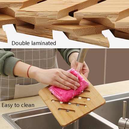 3 PCS Home Dining Table Pot Cushion Cup Pad Thick Bamboo Insulation Pad Small Square 14.8cm-garmade.com