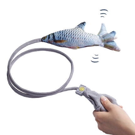 Creative Funny Cat Toy Simulation Fish Cat Toy Interactive Plush Airbag Toy(Horsetail)-garmade.com