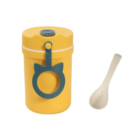 Portable Handle Breakfast Cup Porridge Cup Suitable For Microwave Oven, Style: Cat Buckle (Yellow)-garmade.com