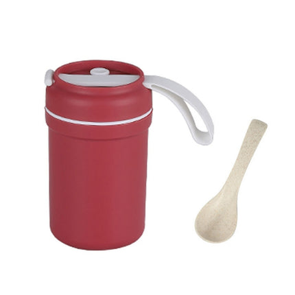 Portable Handle Breakfast Cup Porridge Cup Suitable For Microwave Oven, Style: Long Band (Red)-garmade.com