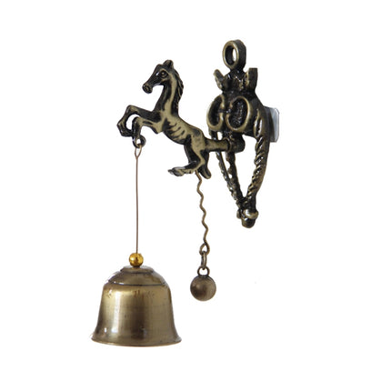 Retro Vintage Style Animal Doorbell Metal Iron Bell Wind Chimes Hanging Ornament(Horse)-garmade.com