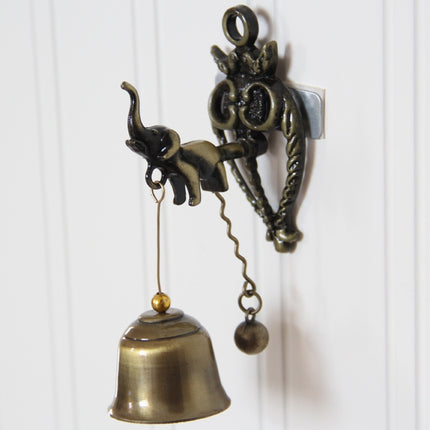 Retro Vintage Style Animal Doorbell Metal Iron Bell Wind Chimes Hanging Ornament(Elephant)-garmade.com