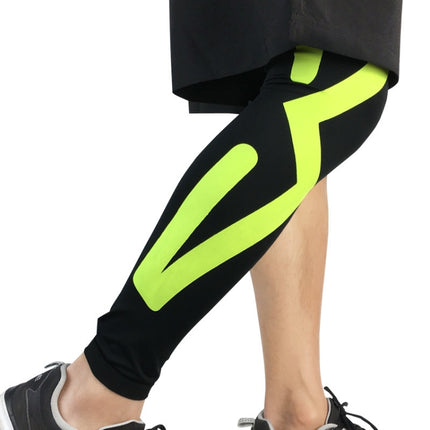 A Pair HX022 Sports Knee Pads Compression Elastic Protective Thigh And Calve Cover Outdoor Basketball Football Riding Protective Gear, Specification: L (Black / Green)-garmade.com