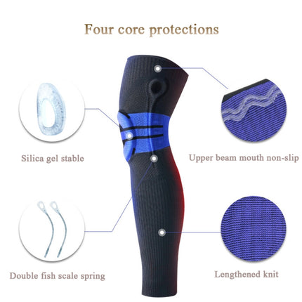 A Pair Sports Knee Pads Long Warm Compression Leggings Basketball Football Mountaineering Running Meniscus Patella Protector, Specification: XL (Black Purple)-garmade.com