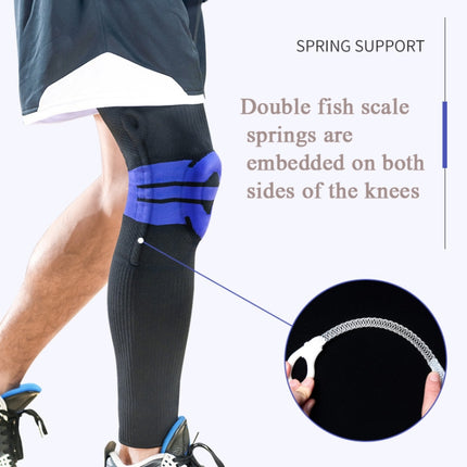 A Pair Sports Knee Pads Long Warm Compression Leggings Basketball Football Mountaineering Running Meniscus Patella Protector, Specification: L (Sky Blue)-garmade.com