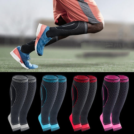 A Pair Lengthened Sports Protective Calf Cover Knitted Breathable Pressure Leg Cover Basketball Football Mountaineering Protective Gear, Specification: L (Black Pink)-garmade.com