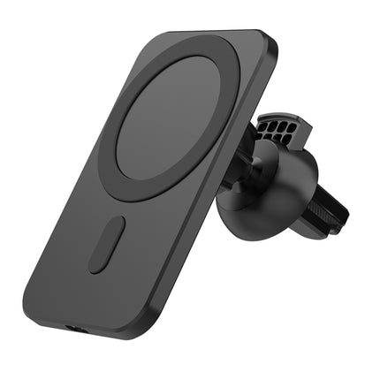 N16 10W Car Air Outlet + Suction Cup Magsafe Magnetic Phone Universal Wireless Charger Holder(Black)-garmade.com