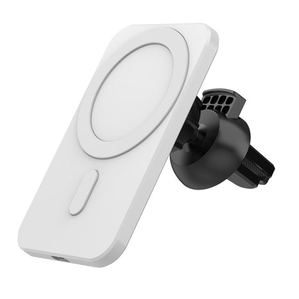 N16 10W Car Air Outlet + Suction Cup Magsafe Magnetic Phone Universal Wireless Charger Holder(White)-garmade.com