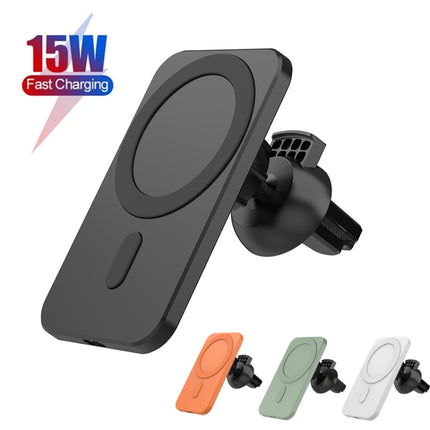 N16 10W Car Air Outlet + Suction Cup Magsafe Magnetic Phone Universal Wireless Charger Holder(Black)-garmade.com