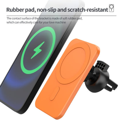 N16 10W Car Air Outlet + Suction Cup Magsafe Magnetic Phone Universal Wireless Charger Mobile Holder(Orange)-garmade.com