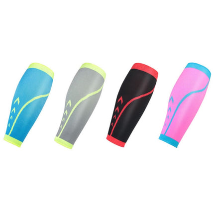 A Pairs Sports Calf Cover Knitted Breathable Compression Leg Socks Basketball Football Running Protective Gear, Specification: L (Pink + Blue)-garmade.com