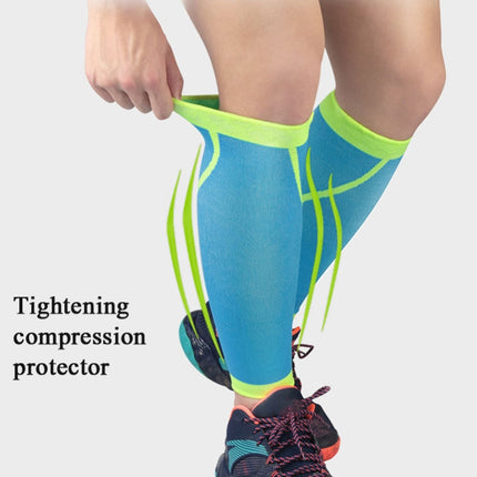 A Pairs Sports Calf Cover Knitted Breathable Compression Leg Socks Basketball Football Running Protective Gear, Specification: L (Pink + Blue)-garmade.com