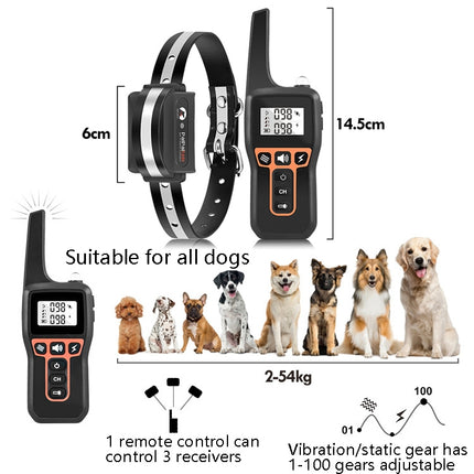 PaiPaitek PD529 Remote Control Dog Training Device Voice Control Anti-Barking Device Dog Training Device(Black)-garmade.com