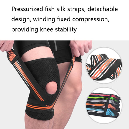 A Pair Sports Spring Supported Knee Brace Compression Protection Patella Riding Protective Gear, One Size(Black / Red)-garmade.com