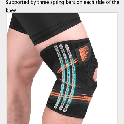 A Pair Sports Spring Supported Knee Brace Compression Protection Patella Riding Protective Gear, One Size(Black / Sky Blue)-garmade.com