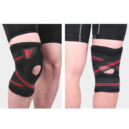 A Pair Sports Spring Supported Knee Brace Compression Protection Patella Riding Protective Gear, One Size(Black / Sky Blue)-garmade.com