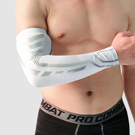 A Pair Sports Wrist Guard Arm Sleeve Outdoor Basketball Badminton Fitness Running Sports Protective Gear, Specification: XL (White)-garmade.com