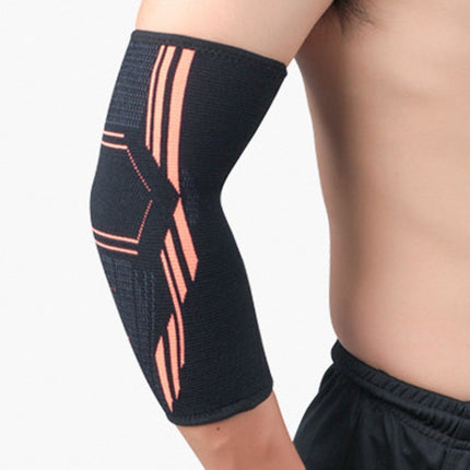 A Pair Sports Elbow Pads Breathable Pressurized Arm Guards Basketball Tennis Badminton Elbow Protectors, Size: M (Black Orange)-garmade.com