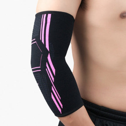 A Pair Sports Elbow Pads Breathable Pressurized Arm Guards Basketball Tennis Badminton Elbow Protectors, Size: M (Black Pink)-garmade.com