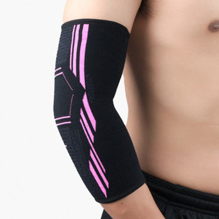 A Pair Sports Elbow Pads Breathable Pressurized Arm Guards Basketball Tennis Badminton Elbow Protectors, Size: XL (Black Pink)-garmade.com