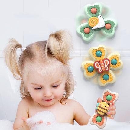 A6 Baby Sucker Rotary Toys Fun Fingertip Spinning Top Bathing Water Toys(Bee + Snail + Butterfly + Lachaou Worm)-garmade.com