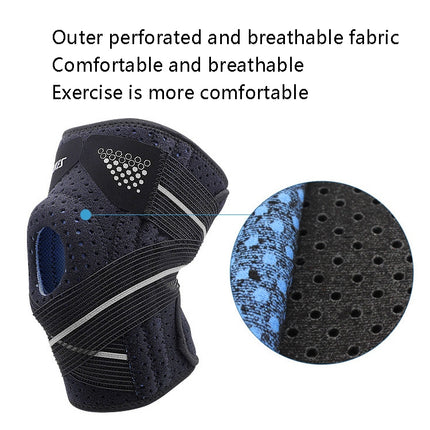 A Pair AOLIKES HX-7909 Tie Spring Support Silicone Knee Pad Mountaineering Riding Running Basketball Sweat-Absorbent Breathable Knee Pad(Black Red)-garmade.com