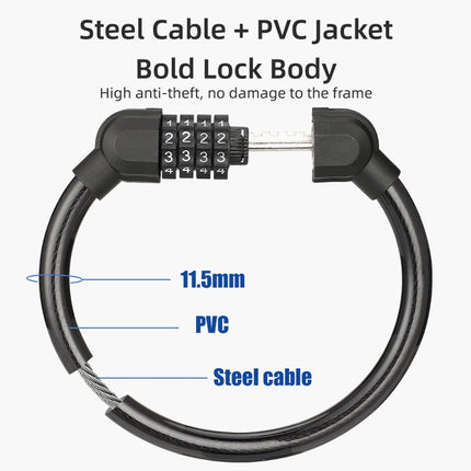 4 PCS Bicycle Portable Four Password Ring Locks Outdoor Anti-Theft Lock(Black)-garmade.com