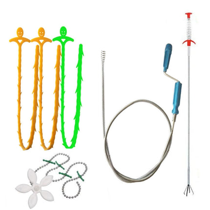 Kitchen Pipe Dredge Hook Sewer Toilet Anti-Blocking Sink Dredge Kit, Style: 6 PCS/Set-1.5M-garmade.com