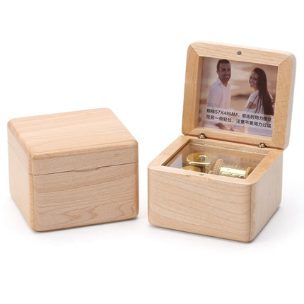 Frame Style Music Box Wooden Music Box Novelty Valentine Day Gift,Style: Maple Gold-Plated Movement-garmade.com