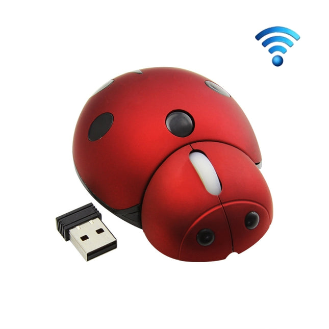 CM0184 3000 DPI 3-keys Mini Ladybug 2.4G Wireless Mouse Personalized Wireless Mouse(Red)-garmade.com